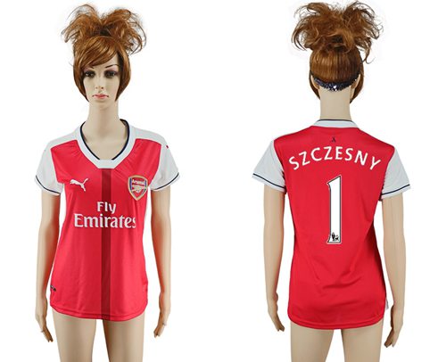 Women's Arsenal #1 Szczesny Home Soccer Club Jersey - Click Image to Close